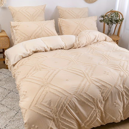 Boho Grid Tufted Duvet Cover Set - Cozy & Soft