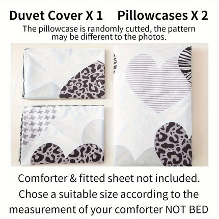 Leopard Print Heart Comforter Set - Cozy & Stylish Bedding
