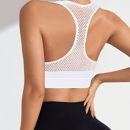 Women's Seamless Sports Bra with Front Zipper & Breathable Design