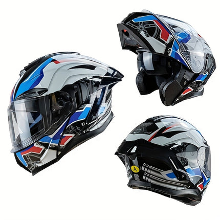 Dual Visor Flip-Up Motorcycle Helmet – Stylish & Safe