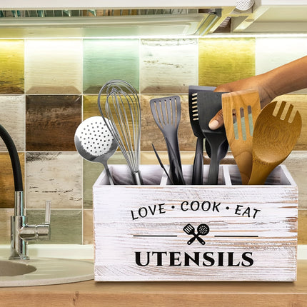 Wooden Utensil Holder with Grids