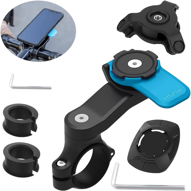 Anti-Shake Motorcycle Phone Mount – 360° Rotation Handlebar Clamp