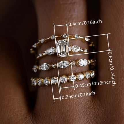 Golden Cubic Zirconia Stacking Rings