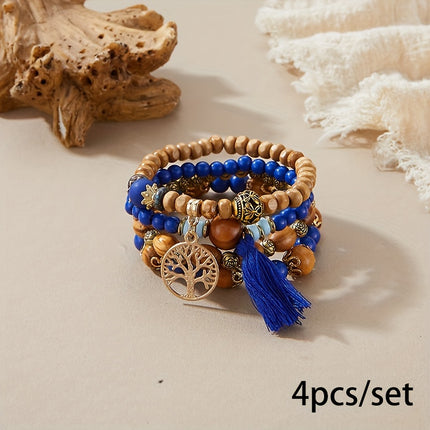 4pcs Tree of Life Beaded Bracelet Set