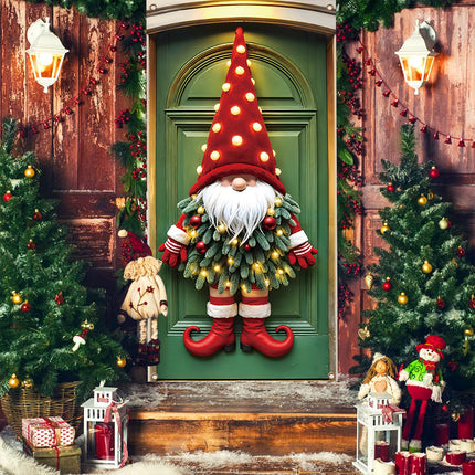 Merry Christmas Gnome Door Banner – Holiday Porch Decoration - Monti Bargains