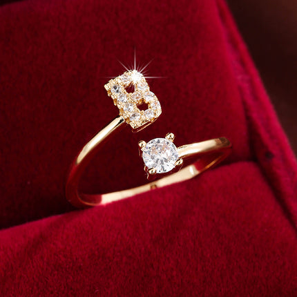 Adjustable Letter Zirconia Copper Ring