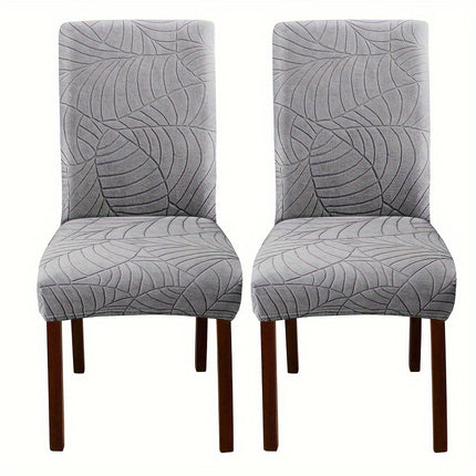 Leaf Jacquard Dining Chair Covers - Stretchy & Non-Slip