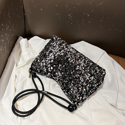 Chic Black Sequin Shoulder Bag