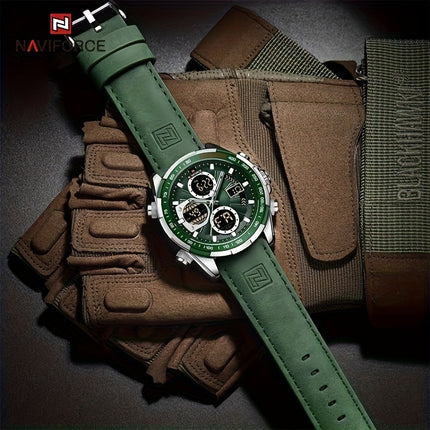 Multi-Functional Leather Quartz Watch