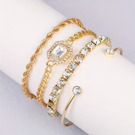 4pcs Punk Twist Chain Bracelet Set