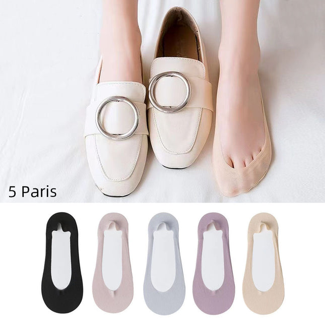 Invisible Non-Slip Ankle Socks 5-Pack