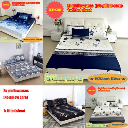 Geometric Star Print 3pcs Bedding Fitted Sheet Set
