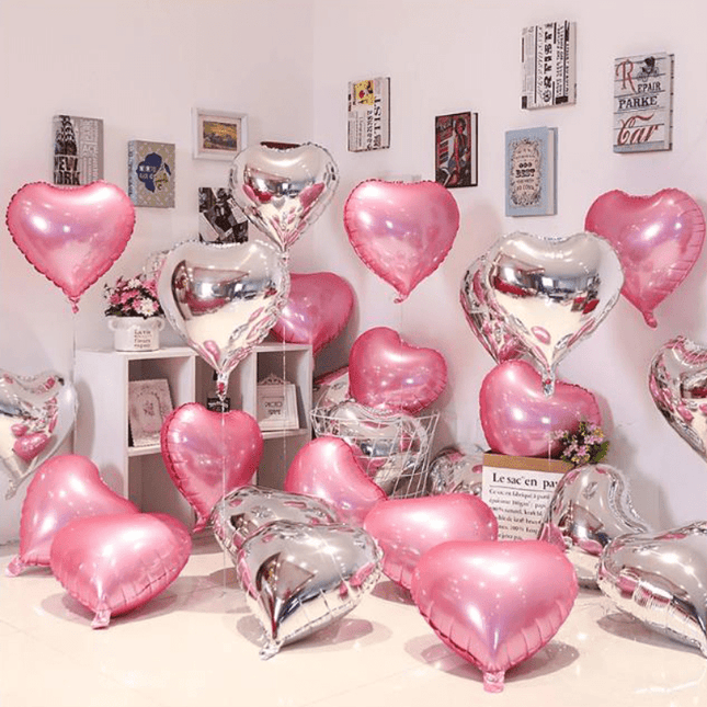 Silver & Pink Love Balloons 10pcs/set 45.72 cm
