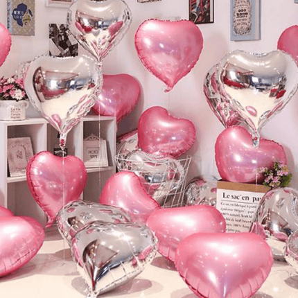 Silver & Pink Love Balloons 10pcs/set 45.72 cm