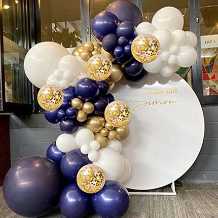 131pcs Navy Blue & Gold Balloon Arch – Elegant Party Decor