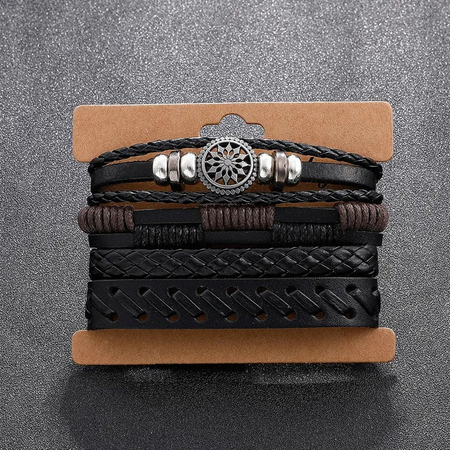 Men's Vintage Leather Bracelet Set