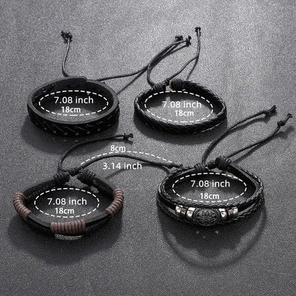 Men's Vintage Leather Bracelet Set