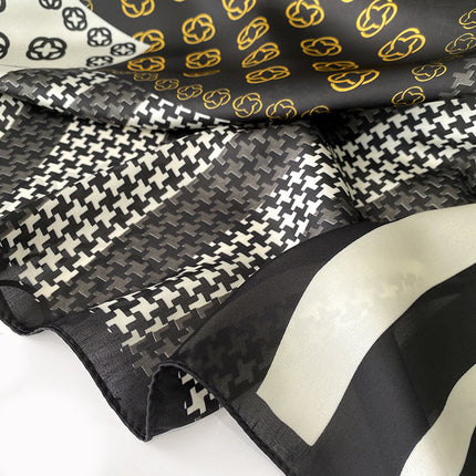 Black & White Striped Silk Scarf
