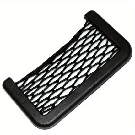Adjustable Car Storage Net Pocket - Sleek Black, Easy Install for Phone & Cards