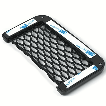 Adjustable Car Storage Net Pocket - Sleek Black, Easy Install for Phone & Cards