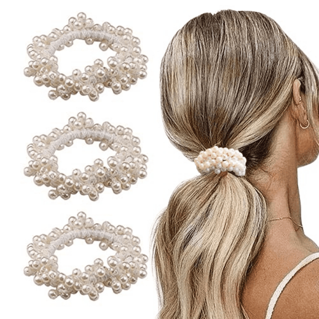 3pcs Pearl Elastic Hair Bands