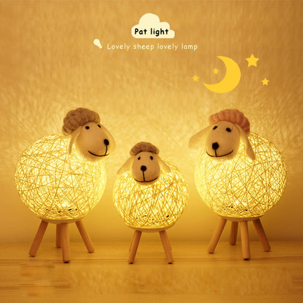 Handwoven LED Sheep Night Light - Dimmable with Remote Control