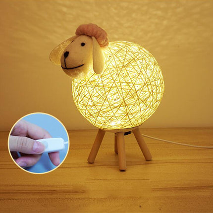 Handwoven LED Sheep Night Light - Dimmable with Remote Control