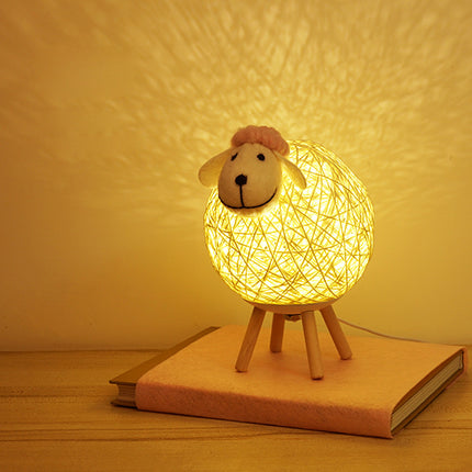 Handwoven LED Sheep Night Light - Dimmable with Remote Control