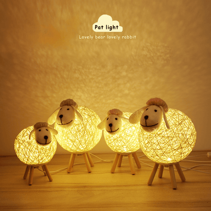 Handwoven LED Sheep Night Light - Dimmable with Remote Control