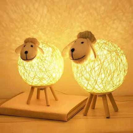 Handwoven LED Sheep Night Light - Dimmable with Remote Control