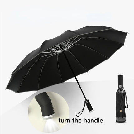 UV Protection Umbrella with LED Flashlight & Reflective Stripe