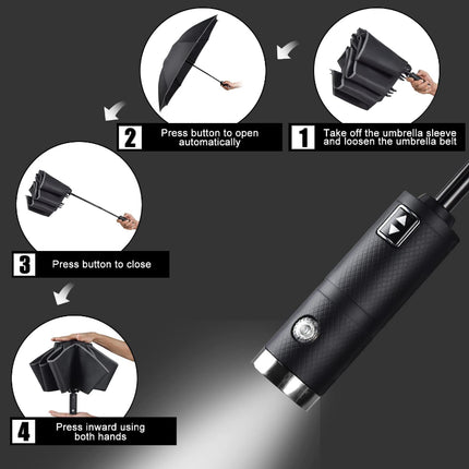 UV Protection Umbrella with LED Flashlight & Reflective Stripe