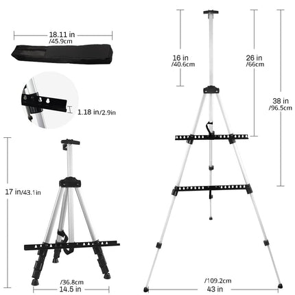 Adjustable Metal Tripod Artist Easel
