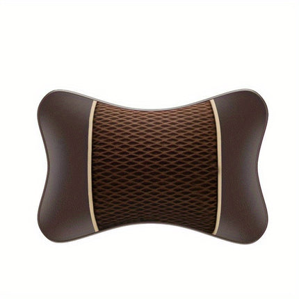 Faux Leather Knitted Car Headrest Pillow for Neck Support