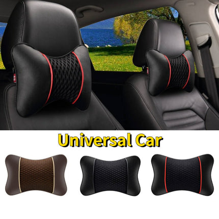 Faux Leather Knitted Car Headrest Pillow for Neck Support