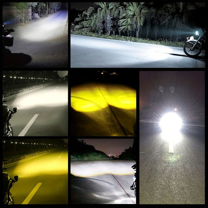 Dual-Color LED Motorcycle Spotlights – White & Yellow