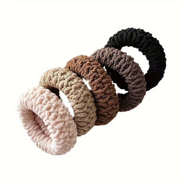 6pcs Cozy Knit Hair Ties – Stretchy, Non-Slip Ponytail Holders