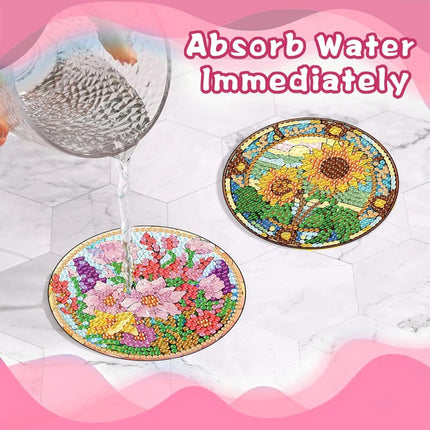 8pcs Diamond Art Flower Coasters