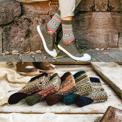5 Pairs Women's Cozy Knit Socks – Warm & Elegant Houndstooth