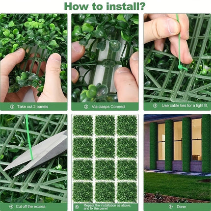 Set Of 10 Lush Artificial Hedge Wall Panels