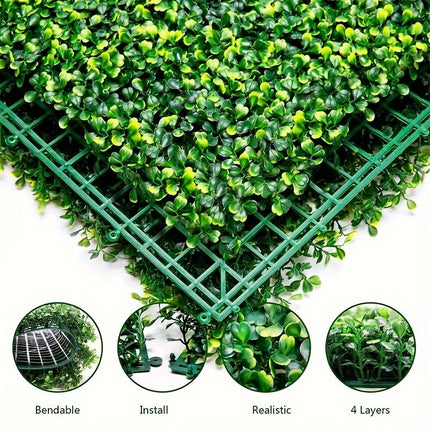 Set Of 10 Lush Artificial Hedge Wall Panels
