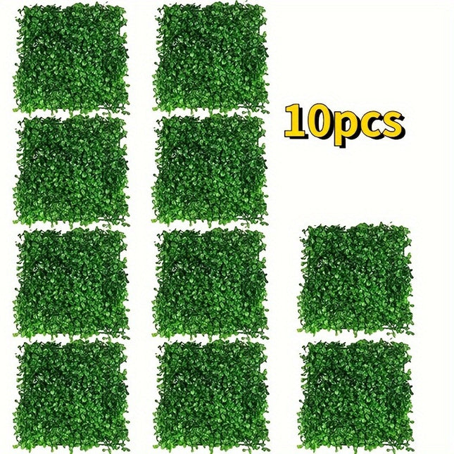 Set Of 10 Lush Artificial Hedge Wall Panels