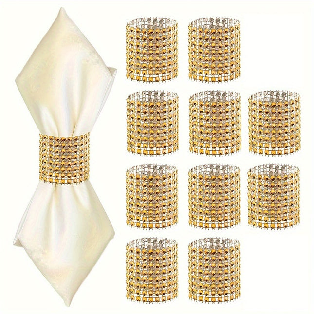 10pcs Elegant Rhinestone Napkin Buckle