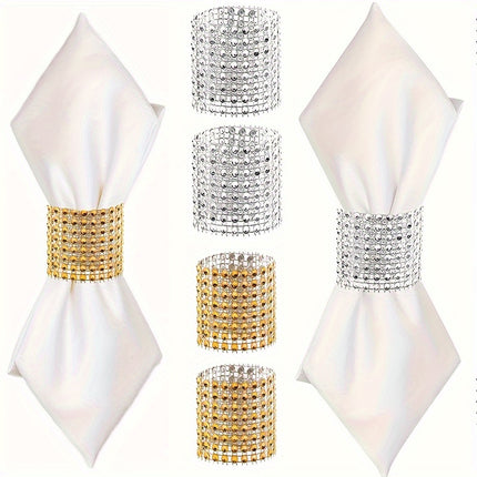 10pcs Elegant Rhinestone Napkin Buckle