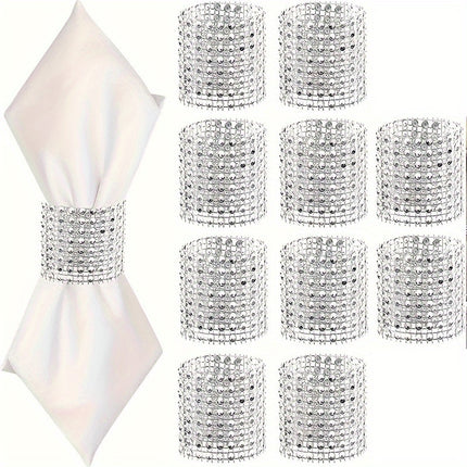 10pcs Elegant Rhinestone Napkin Buckle