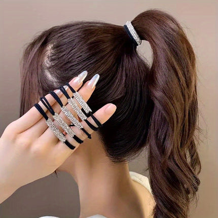 Glitter Rhinestones Hair Ties (5/10pcs)