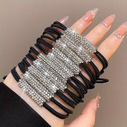 Glitter Rhinestones Hair Ties (5/10pcs)