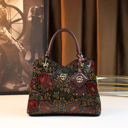 Vintage Flower PU Leather Tote