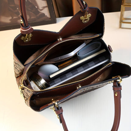 Vintage Flower PU Leather Tote