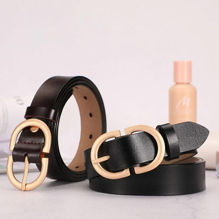 Double D Buckle Leather Belt
